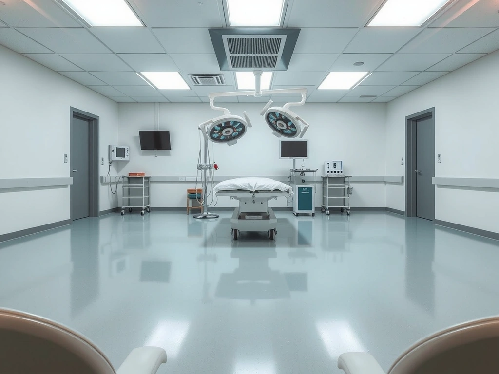 Cleaned and sanitized hospital room or medical facility, showing attention to detail