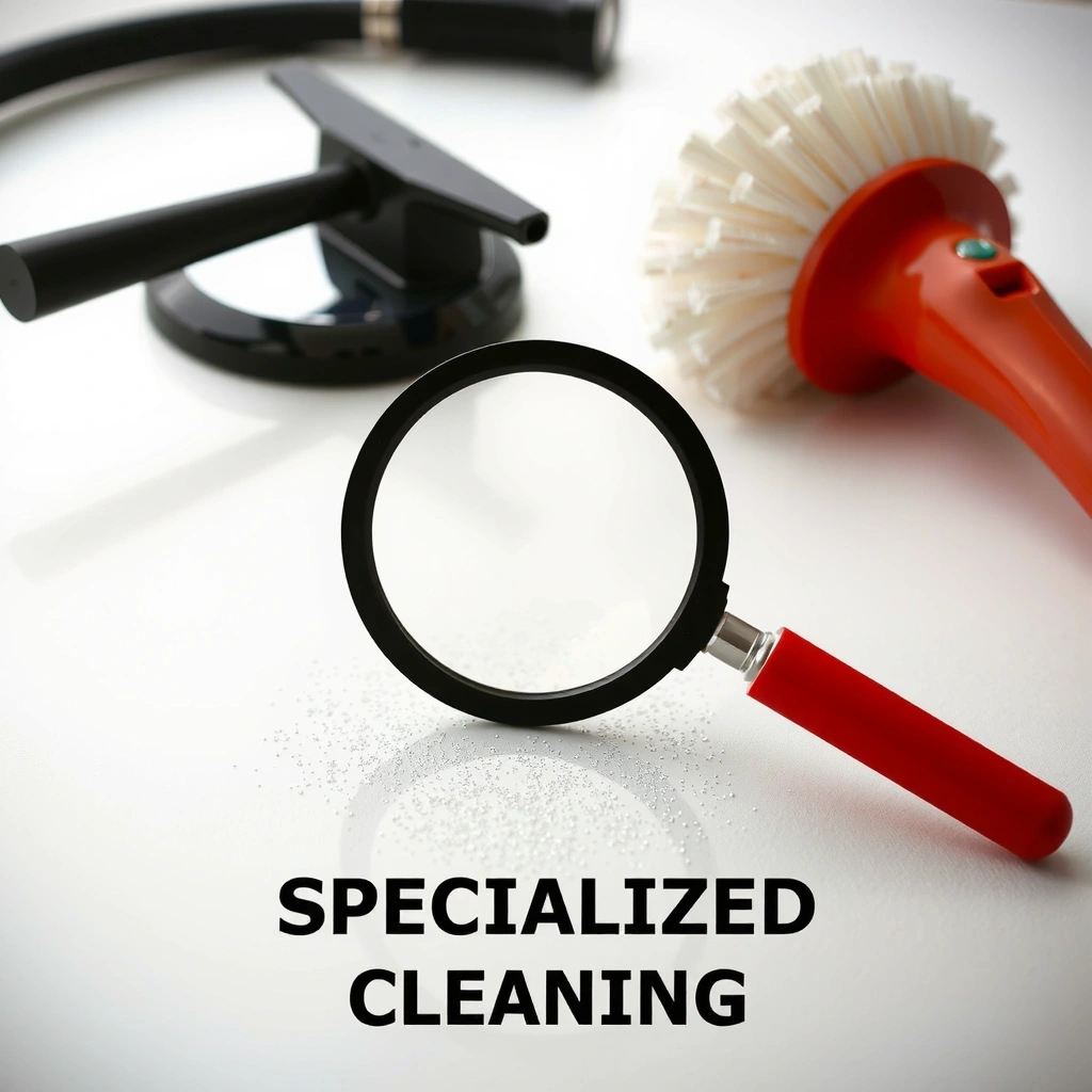 Specialized cleaning equipment in action, such as a steam cleaner or an industrial scrubber.